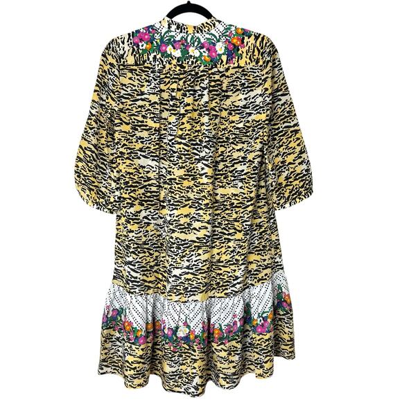 NWT Saloni Tyra Tiger Rosette Silk Multicolor Animal Print Belted Shirt Dress - Picture 11 of 12